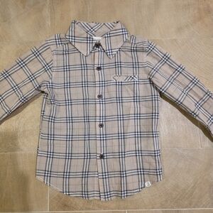 Plaid Kids Shirt in Beige and Black